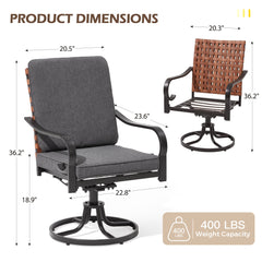 EROMMY Swivel Patio Chairs Set of 2 with Thickened Cushions, Gray