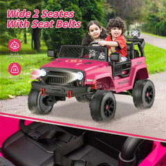 EROMMY 2 Seater 24V Kids Ride on Truck Car for Girls, Electric Off-Road Vehicles w/Forward and Reverse Functions, 4WD SUV w/Parent Remote Control,Battery Powered Truck for Toddlers Girls Aged 3-8 Pink