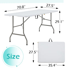 EROMMY White Folding Table - Durable, Lightweight, and Easy to Store, Ideal for Indoor/Outdoor Use and Events