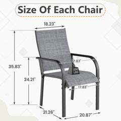 EROMMY Patio Chairs Set of 4, 330 LBS Capacity, 17.83" Widened Outdoor Dining Chairs with All Weather Quick-Drying Textilene & Metal Frame, Gray