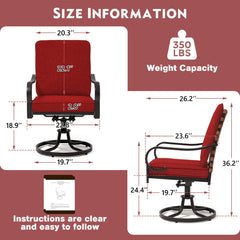 EROMMY Swivel Patio Chairs Set of 4 with Thickened Cushions, Red