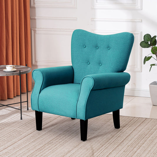 EROMMY Mid Century Wingback Arm Chair, Modern Upholstered Fabric, Tiffany Blue