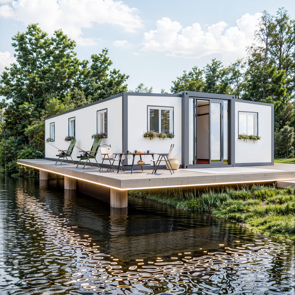 EROMMY Foldable 40ft 3 Bedroom Container House, Modular Prefab Home with Fully Equipped Bathroom, Outdoor Tiny House with Kitchen & Living Room