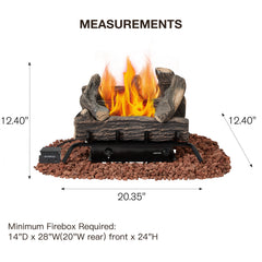 EROMMY 20 Inch Ventless Fireplace Logs Set, Only Used for LP/Propane, Brown
