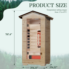 EROMMY Outdoor Sauna 1 Person, Far Infrared Wooden Sauna, Personal Sauna with Bluetooth Speaker and Changeable Chromotherapy Lighting