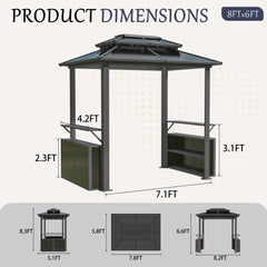 EROMMY 8x6 Polycarbonate Grill Shelter with Two Side Bars