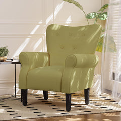 EROMMY Mid Century Wingback Arm Chair, Modern Upholstered Fabric High Back Accent Chair, Upholstered Single Sofa Club Chair, Green