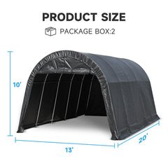 EROMMY 13' x 20' Heavy Duty Carport, Portable Garage with All-Steel Metal Frame and Round Style Roof, Anti-Snow Outdoor Shelter