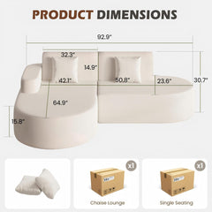 EROMMY Modern L-Shape Sectional Sofa with Chaise Lounge for Living Room Bedroom, Beige