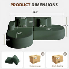 EROMMY Modern L-Shape Sectional Sofa with Chaise Lounge for Living Room Bedroom, Green
