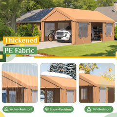 EROMMY 13' x 20' Heavy Duty Carport，Portable Garage with UV Protection & Steel Frame, Car Port with Removable Sidewalls, All-Season Car Canopy for Tractor, Truck, Boat, Yellow