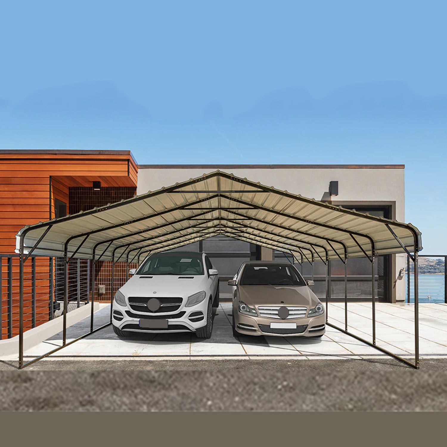 EROMMY 20' x 30' Metal Carport with Galvanized Roof – Shelter for 2 Ca ...