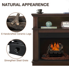 EROMMY 20 Inch Ventless Fireplace Logs Set, Only Used for LP/Propane, Brown