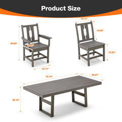 EROMMY 7 Piece Patio Dining Set, Patio tables with 6 Chairs,for Backyard, Porch, Lawn, Party and Garden, Gray-Erommy