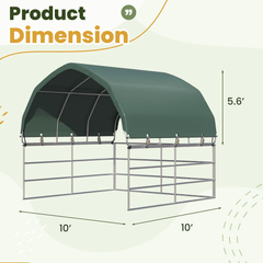 EROMMY 10'x10' Heavy Duty Round Style Canopy With Shade Shed Kit for Livestock