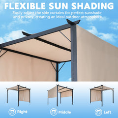 EROMMY Outdoor Pergola 10x10 Ft, Metal Freestanding Shelter with Adjustable Side Sun Shades, Canopy for Patios Backyard Garden Deck (Beige)
