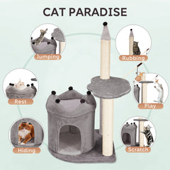 Erommy Castle Condo, Scratching Post, Cat Tree, Crinkle Toy,  Light Gray