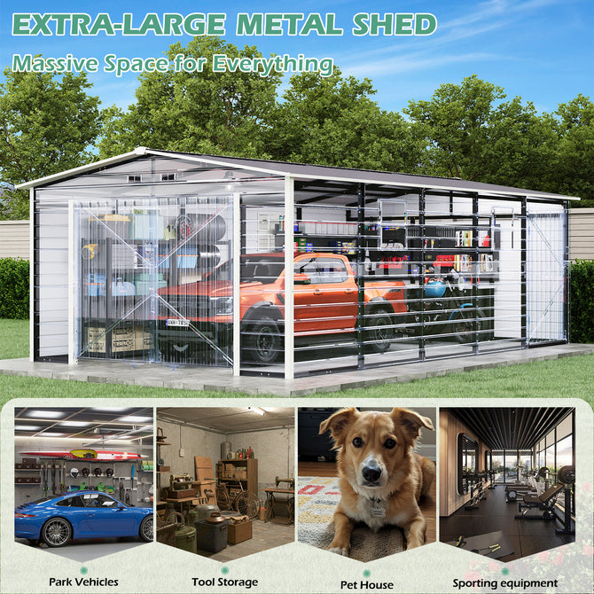 EROMMY 14x24 FT Heavy Duty Carport - Galvanized Steel Frame Car