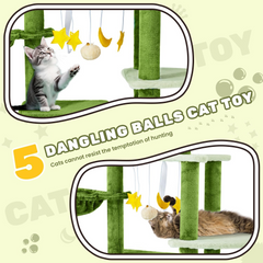 EROMMY Cat Tree Tower 45 inches Tall Cat Tower with Scratching Post, Cozy Condo, Hammock, Dangling Balls,Cat Activity Center Kitten Play House