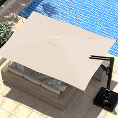 EROMMY 10x13ft Large Rectangular Cantilever Umbrella with 360° Rotation & 6 Adjustable Heights, Outdoor Patio Umbrella for Garden, Pool, Deck，Beige