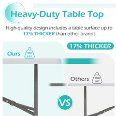 EROMMY White Folding Table - Durable, Lightweight, and Easy to Store, Ideal for Indoor/Outdoor Use and Events