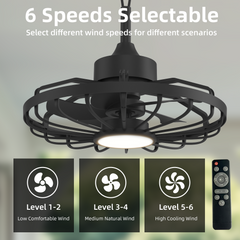 EROMMY  20'' Outdoor Waterproof Plug In IP65 Gazebo Fan with Light and Remote Control, 6 Speeds, Dimmable LED, Reversible, for Patios, Pergola, Deck, Coastal Areas, Black