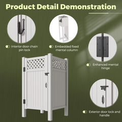 EROMMY 80.75"H x 45.75"W x 45.75"L White PVC Outdoor Shower Enclosure with Door, Weatherproof Privacy Stall for Pool & Beach, Durable Vinyl Construction(Grid-panel)