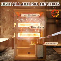 EROMMY Steam Sauna 1-2 Person with Abysm Light, 7-Color Therapeutic Lamp