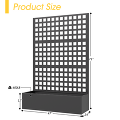 EROMMY Metal Planter Box with Trellis, 71"x 47"x 16" Raised Garden Bed, Planter Box Trellis with Privacy Screen and Drainage Holes, Black