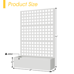 EROMMY Metal Planter Box with Trellis, 71"x 47"x 16" Raised Garden Bed with Trellis, Planter Box Trellis with Privacy Screen and Drainage Holes, White