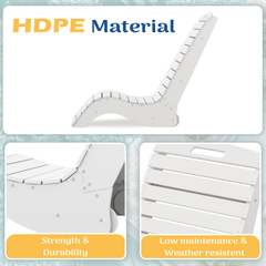 EROMMY HDPE Pool Lounge Chairs Set of 2, In-Pool Chaise with Wheels, S-Shaped, White