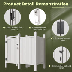 EROMMY 80"H x 80.75"W x 45.75"L White PVC Outdoor Shower Enclosure with Door, Weatherproof Privacy Stall for Pool & Beach, Durable Vinyl Construction(Flat-panel with changing room)