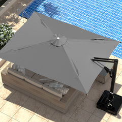 EROMMY 10x13ft Large Rectangular Cantilever Umbrella with 360° Rotation & 6 Adjustable Heights, Outdoor Patio Umbrella for Garden, Pool, Deck，Gray