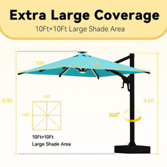 EROMMY 10 X 10 Outdoor Weather-resistant Umbrella with LED - Blue-Erommy