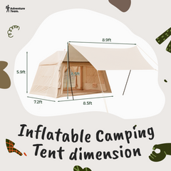 EROMMY Inflatable Tents for Camping, Easy Setup Waterproof and Windproof Blow Up Tent with Pump, 4 Seasons Oxford Air Glamping Tent with Mesh Window, Large Space for with 4-6 People