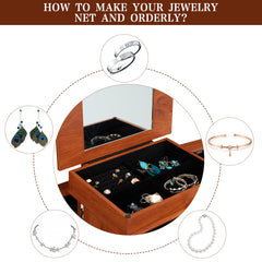 EROMMY 5 Drawers Jewelry Cabinet, Standing Jewelry Chest W/ 8 Necklace Hooks and Top-flip Mirror, Stand Up Jewelry Box with 2 Side Doors