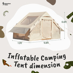 EROMMY 13FT Inflatable Camping Tent with Stove Jack - Air Tent for Family, Waterproof, Easy Setup with Extended Canopy and Ventilation for 8-12 Persons