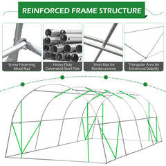 EROMMY 20' x 10' x 7' Greenhouse for Outside Winter Heavy-Duty with Reinforced Frame & 8 Screen Windows, Green