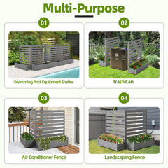 EROMMY 2-Pack No-Dig Privacy Fence Planter 36" W x 45" H, Wood Outdoor Screen for AC Unit, Trash & Flower Bed, Weather-Resistant, Grey