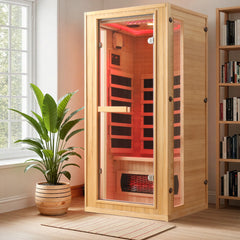 EROMMY 1-Person Full Spectrum Far Infrared Sauna Room with Red Light Therapy & LED Beauty Lamp