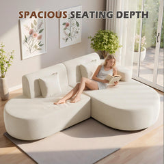 EROMMY Modern L-Shape Sectional Sofa with Chaise Lounge,Boneless L Shape Sofa with Deep Seat, Beige