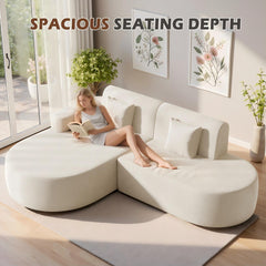 EROMMY Modern L-Shape Sectional Sofa with Chaise Lounge for Living Room Bedroom, Beige