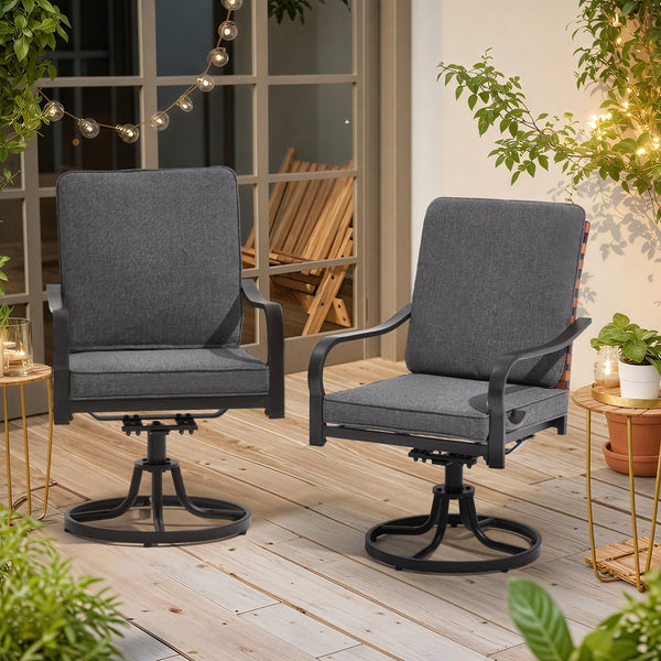 EROMMY Swivel Patio Chairs Set of 4 with Thickened Cushions, Gray