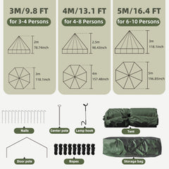 EROMMY Bell Tent for Family Camping, 9.8 FT Yurt Tent with Stove Jack, 4 Season Oxford Tents for Outdoor Party, Hot Tent Shelter Fits 3-4 People