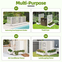 EROMMY 2-Pack No-Dig Privacy Fence Planter, Wood Outdoor Screen Air Conditioner Fence for AC Unit, Trash & Flower Bed, Weather-Resistant, 36" W x 45" H, White