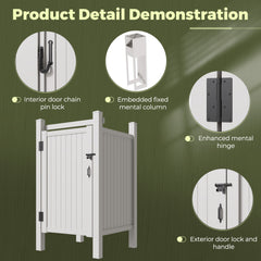 EROMMY 80.75"H x 45.75"W x 45.75"L White PVC Outdoor Shower Enclosure with Door, Weatherproof Privacy Stall for Pool & Beach, Durable Vinyl Construction（Flat-panel）