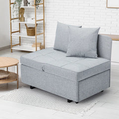 EROMMY 3-in-1 Sleeper Sofa Chair Bed , 5-position Adjustable Backrest Sofa Bed With Faux Linen Sofa Fabric, Fold Out Chair Bed, Light Gray