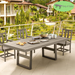 EROMMY HDPE Dining Table, Patio Conversation Table for 4-6 Persons with Weather Resistant & Easy Maintenance, Perfect for Garden, Outdoor, Grey