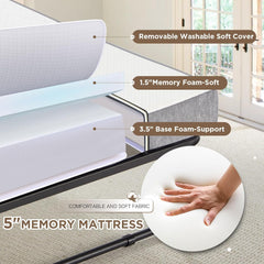 EROMMY Folding Bed with Mattress,Portable Rollaway Guest Bed for Adults with 5 Inch Foam Mattress,75” x 31”