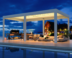 EROMMY 12x20 Large Aluminum Pergola with Louvered Canopy – White-Erommy